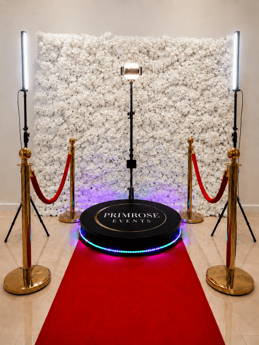360 photo booth setup for a Miami event
